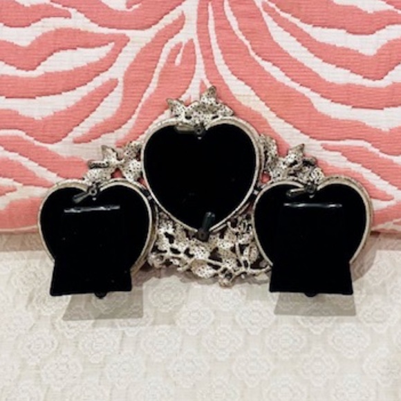 O5-BUNDLE ONLY-Triple Hearts with Flowers Pewter Picture Frame - Picture 3 of 6